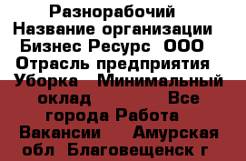 Разнорабочий › Название организации ­ Бизнес Ресурс, ООО › Отрасль предприятия ­ Уборка › Минимальный оклад ­ 22 000 - Все города Работа » Вакансии   . Амурская обл.,Благовещенск г.